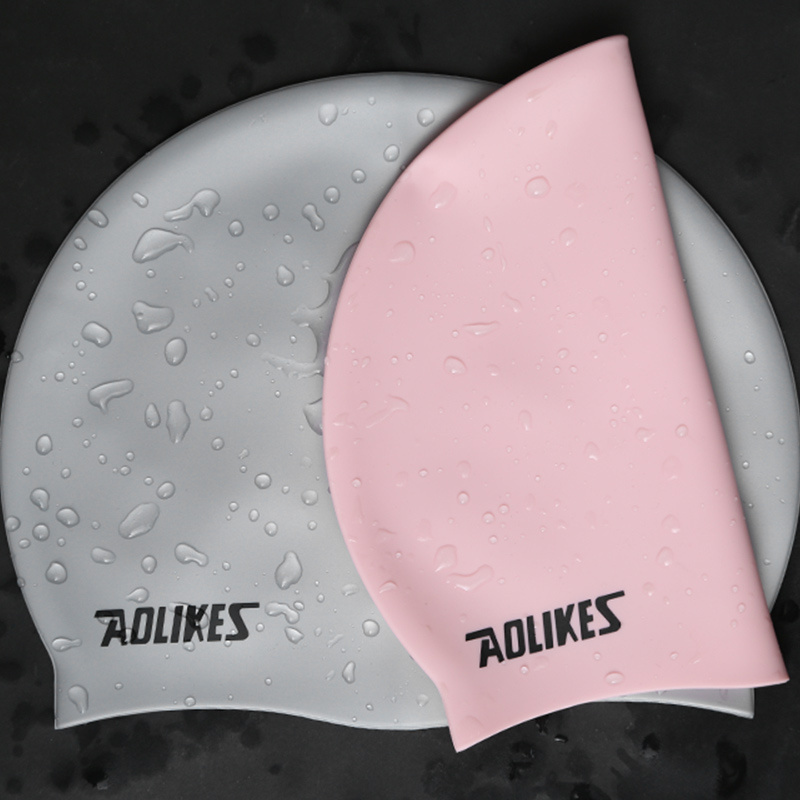 Aolikes High Quality Custom Logo Printed Suitable Seamless Hat Silicone Adult Color Swim Cap ilicone latex swim cap