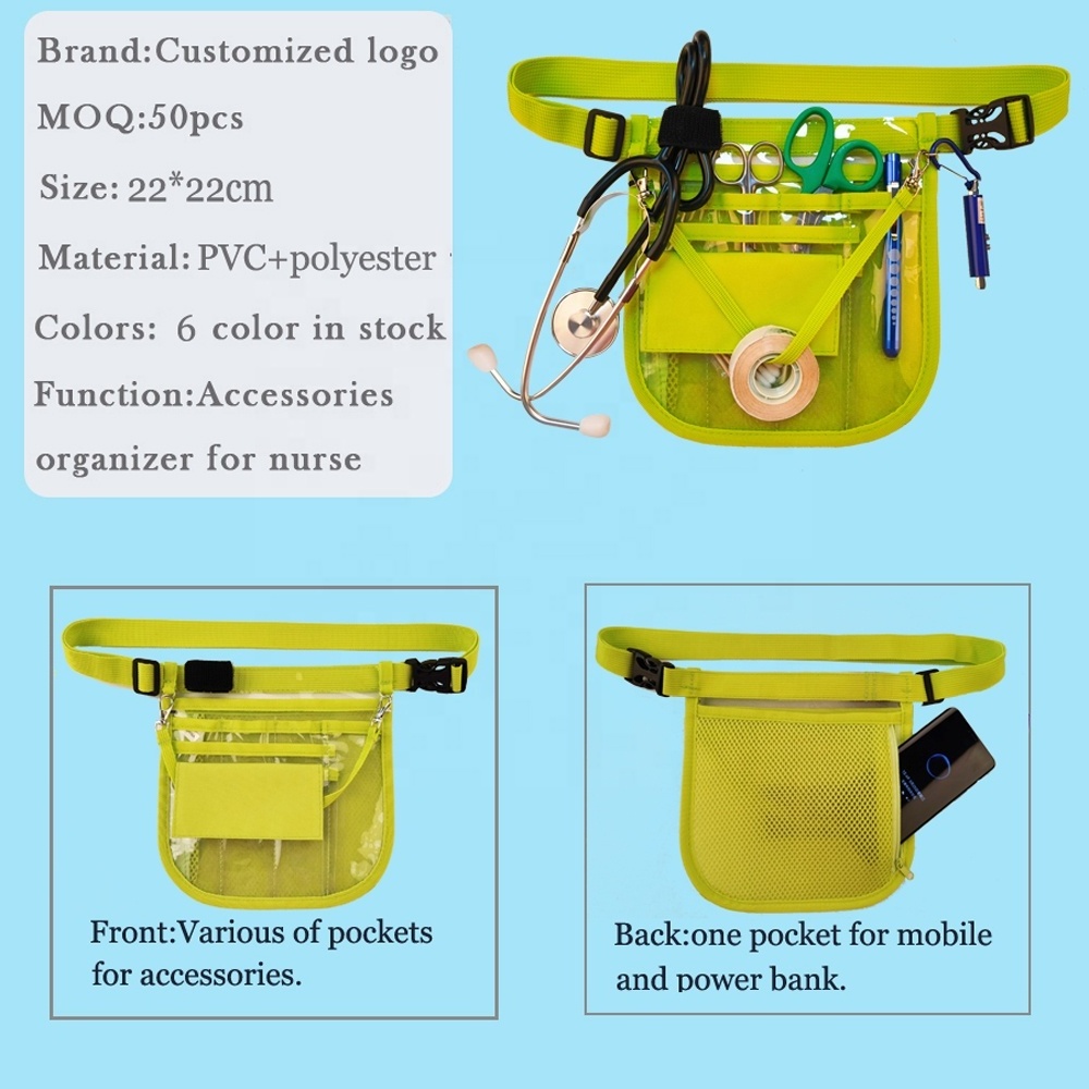 Wholesale Practical PVC Clear Medical Fanny Pack Nurse Organizer Bag with Functional Pockets for Men Women