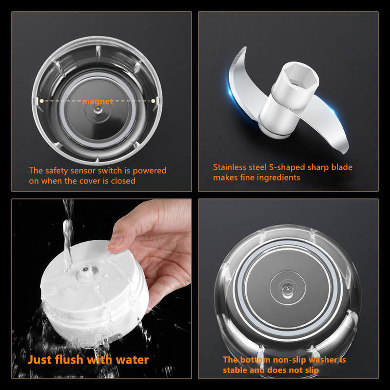 4 in 1 100ml/250ml Onion Chopper Food Processor Garlic Masher Mini USB Charging Kitchen Cutter Gadgets Electric Garlic Chopper