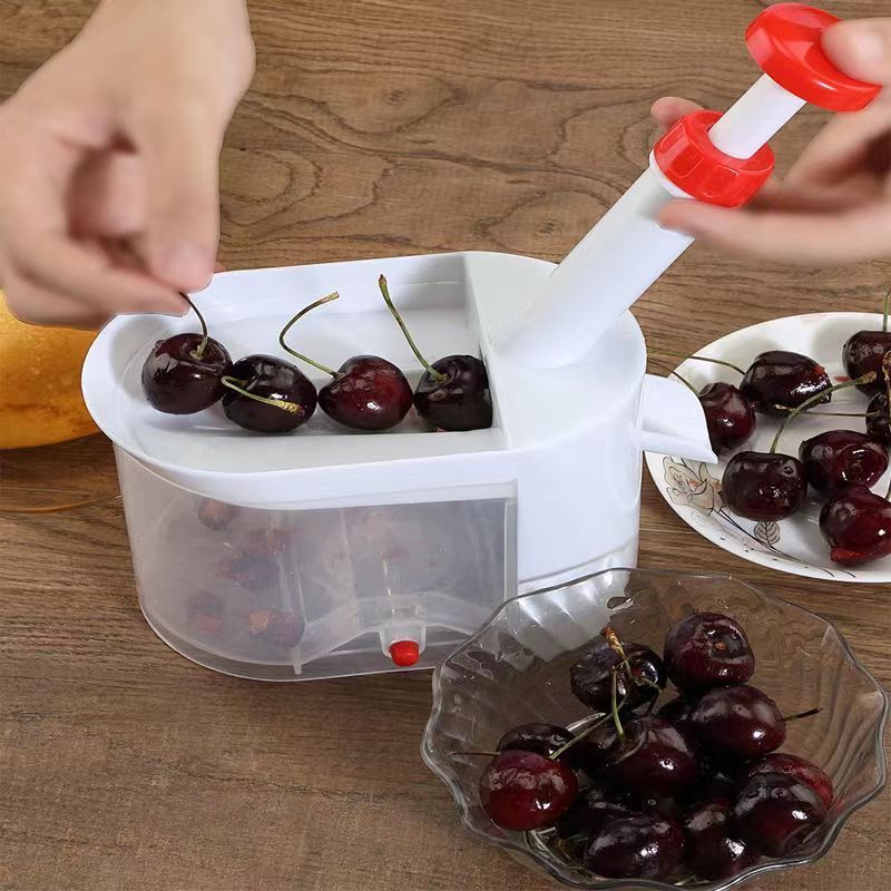 Multifunctional Custom Olive and Cherry Pitter Seed Remover Machine Cherries Corer Remover With Container Kitchen Gadgets Tool