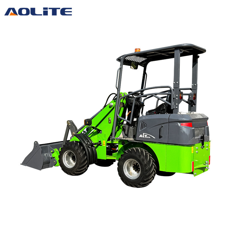 AOLITE 606 small compact electric farm wheel loader 600kg wheeled articulated mini front end electric loader pala cargadora