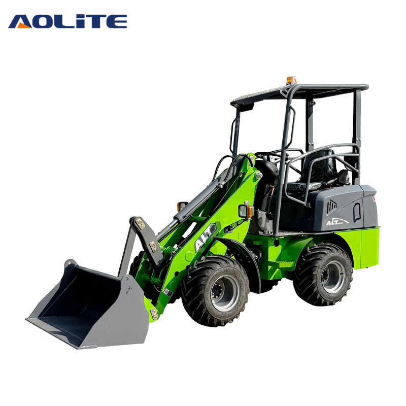 AOLITE 606 small compact electric farm wheel loader 600kg wheeled articulated mini front end electric loader pala cargadora