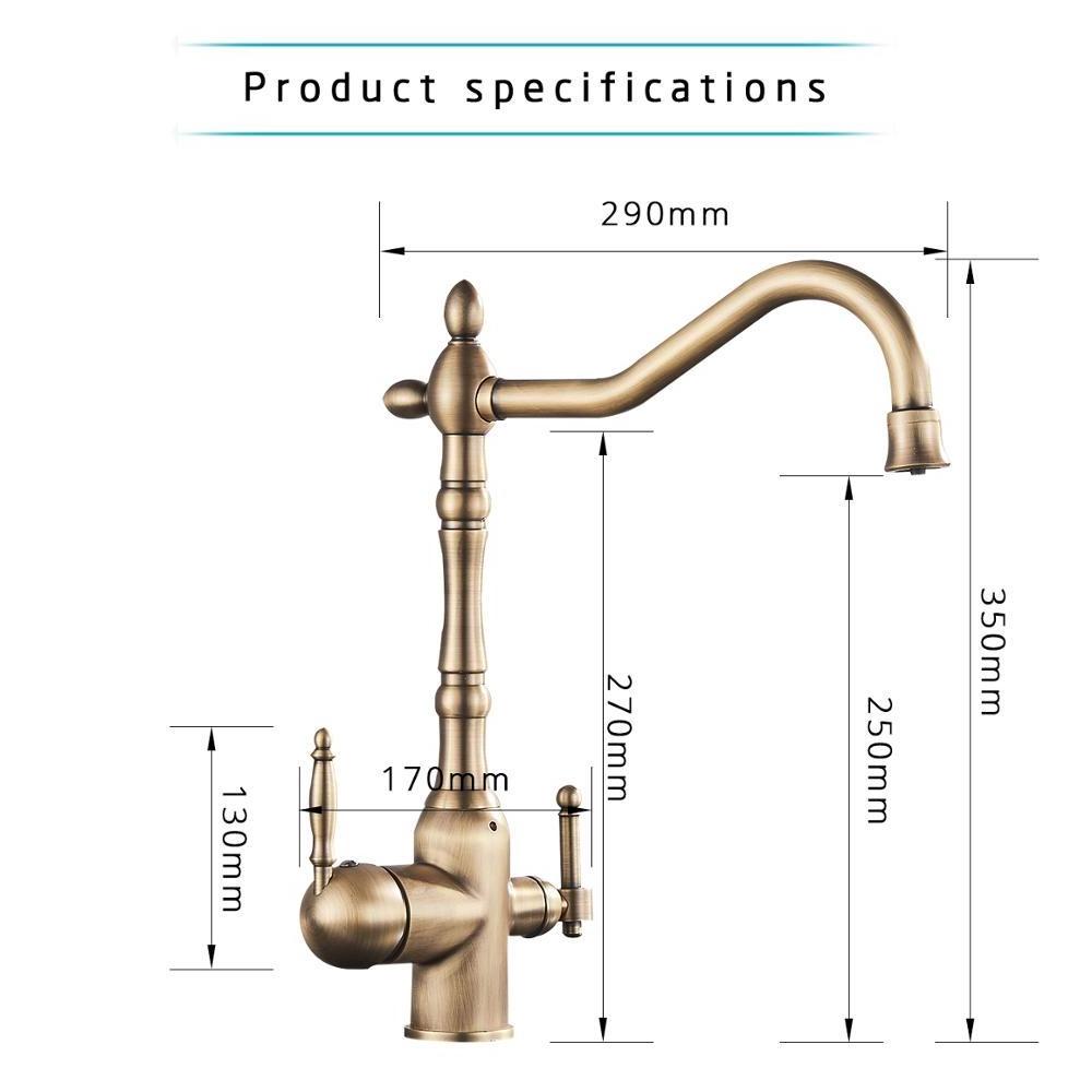 Modern Water Filter Faucet Lead-Free Water Filtration Faucet Antique Brass Drinking Water Kitchen Sink Faucet