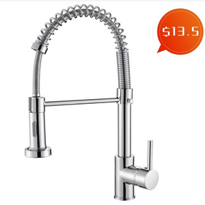 Brush Brass Faucets for Kitchen Sink Single Lever Pull Out Spring Spout Mixers Tap Hot Cold Water Kitchen Faucets