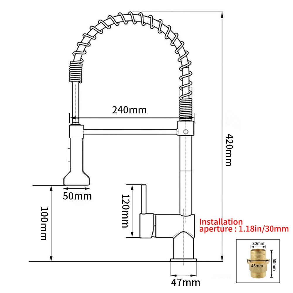 Brush Brass Faucets for Kitchen Sink Single Lever Pull Out Spring Spout Mixers Tap Hot Cold Water Kitchen Faucets