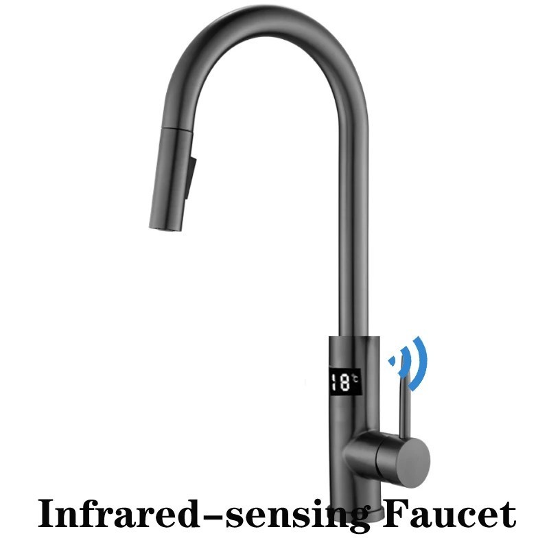 Kitchen Infrared Intelligent Faucet Stainless Steel Touchless Faucet Frap Kitchen Faucet Extendable Temperature Smart Water Tap