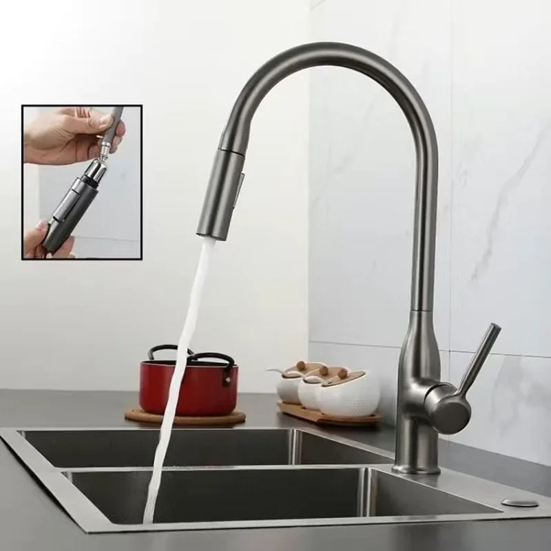 Kitchen faucets for kitchen sink Tap chrome-shaped brass flexible faucet removable designed filter mixer matte black 2in 1