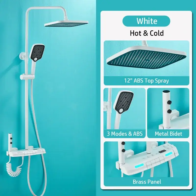 Hot Cold Bath Shower Faucet Bathroom LED Digital Thermostatic Mixer Shower Set System Bathtub Wall Mount SPA Rainfall Torneiras