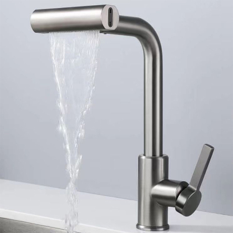 4 Mode Black Kitchen Faucet Gray Pull Out Waterfall Stream Sprayer Head Sink Mixer Brushed Nickle Water Tap Accessories