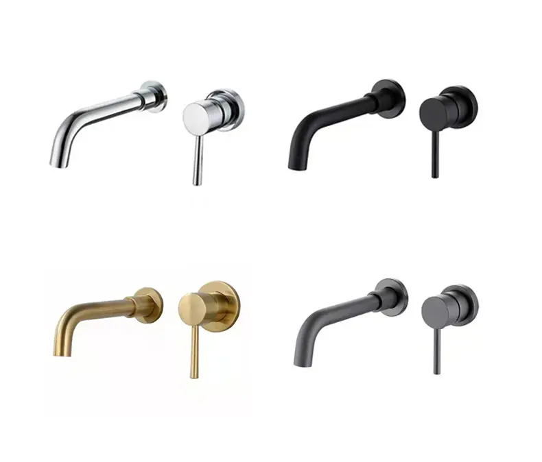 Brushed European Hot Cold Water Brass Taps Black Wall Mounted Rose Gold Black Faucets For Bathroom Basin Mixer Faucet Tap