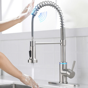 Smart Sensor Touch Kitchen Faucets with LED Single Hole Crane Kitchen Water Tap Sink Mixer Rotate Touch Faucet Sensor