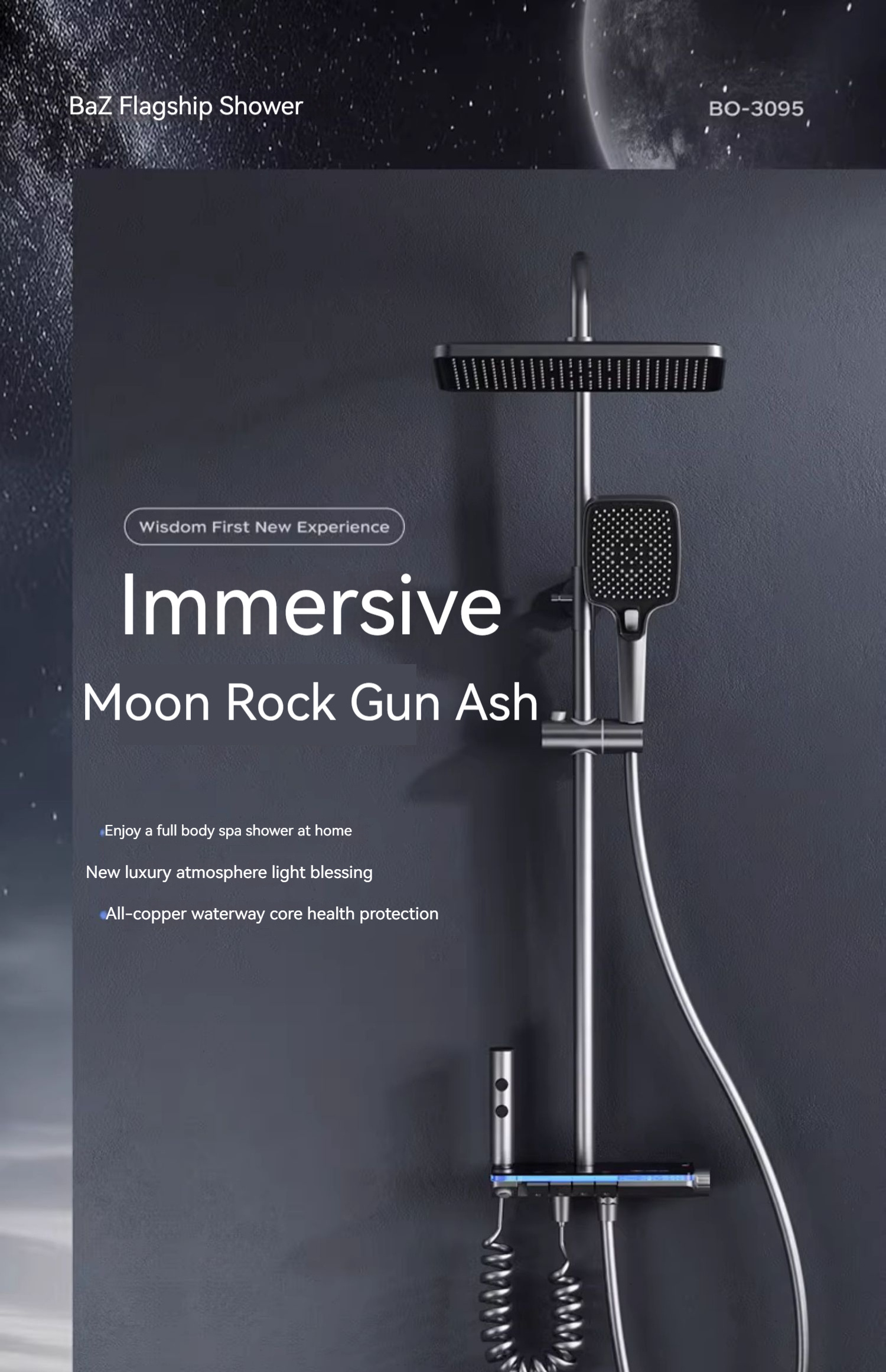 Adjustable Square Thermostatic Bath Shower Faucet Bathroom Hot Cold Bathtub Wall Mount SPA Rainfall Modern Smart Shower Set