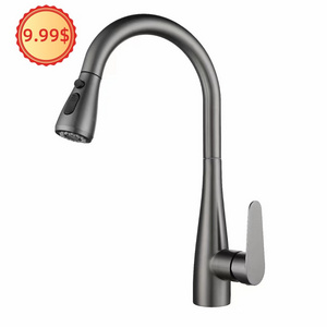 Luxury brushed gold kitchen faucet with pull-out design, with washing head Single handle, cold and hot dual control sink Tap