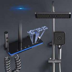 Adjustable Square Thermostatic Bath Shower Faucet Bathroom Hot Cold Bathtub Wall Mount SPA Rainfall Modern Smart Shower Set