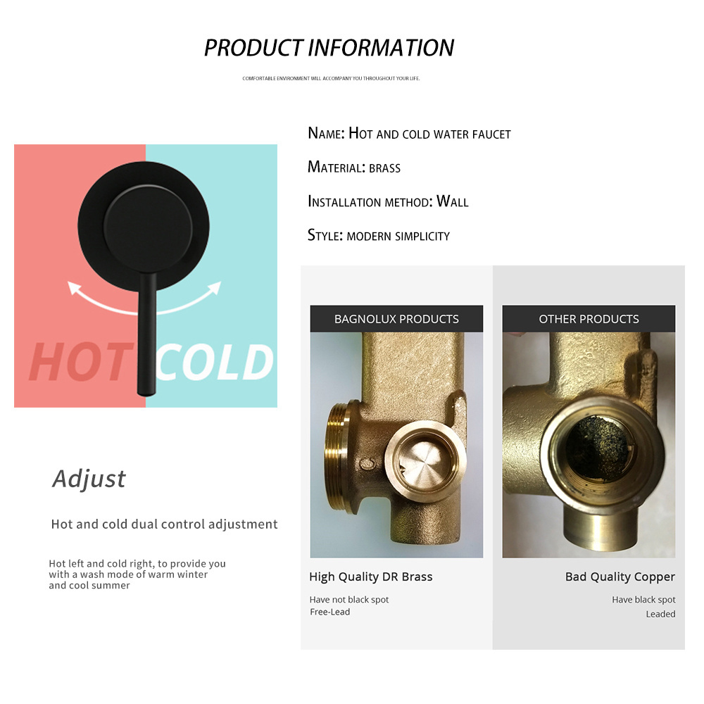 Brushed European Hot Cold Water Brass Taps Black Wall Mounted Rose Gold Black Faucets For Bathroom Basin Mixer Faucet Tap