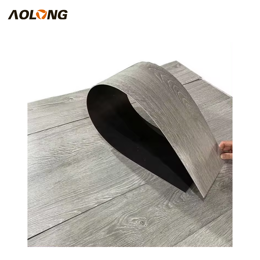 AOLONG Eco Wood Grain Parquet Effect Glue Down Wooden Vinyl Planks Tile PVC LVT Floor For House PVC Flooring