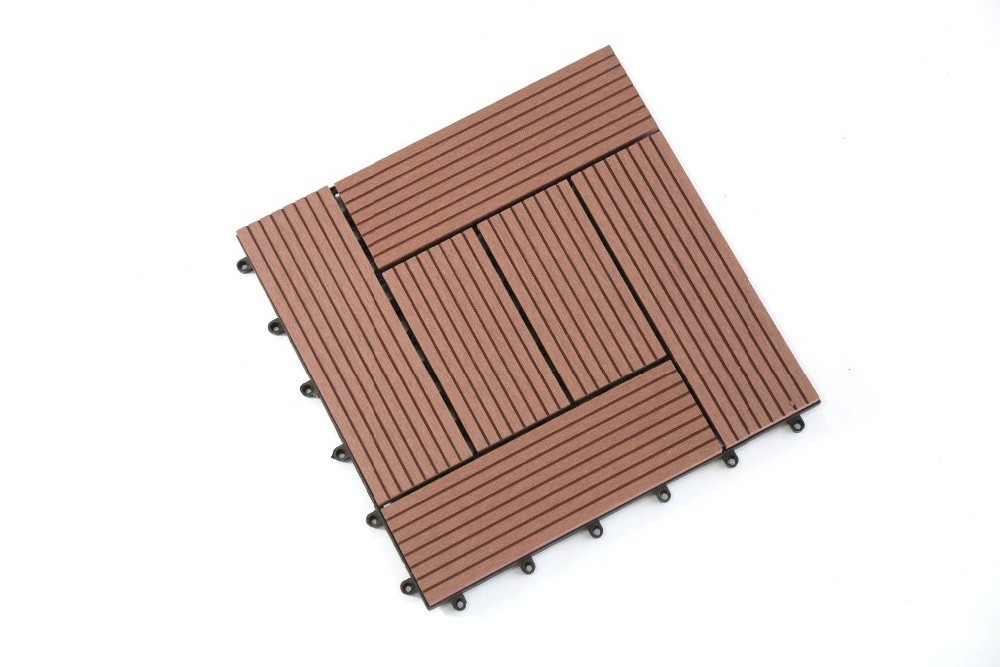 WPC floor tile teak wood composite waterproof interlocking flooring wood deck tile plastic base outdoor DIY floor tiles 12'*12'