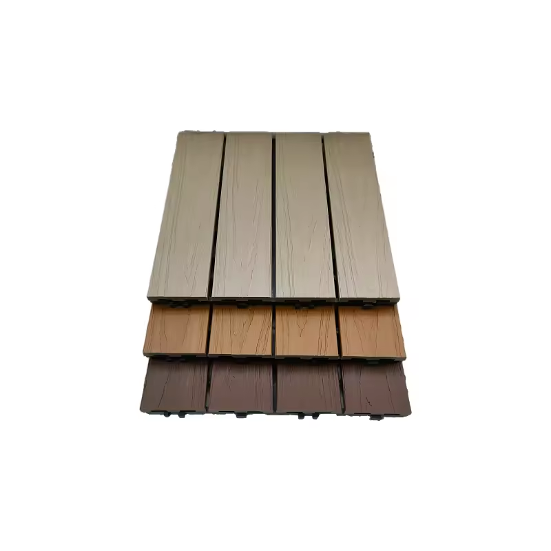 Traditional Design WPC Co-extrusion Vinyl Plank Flooring Click Lock DIY Interlocking Deck Tiles Garden Wood Deck Tiles Outdoor