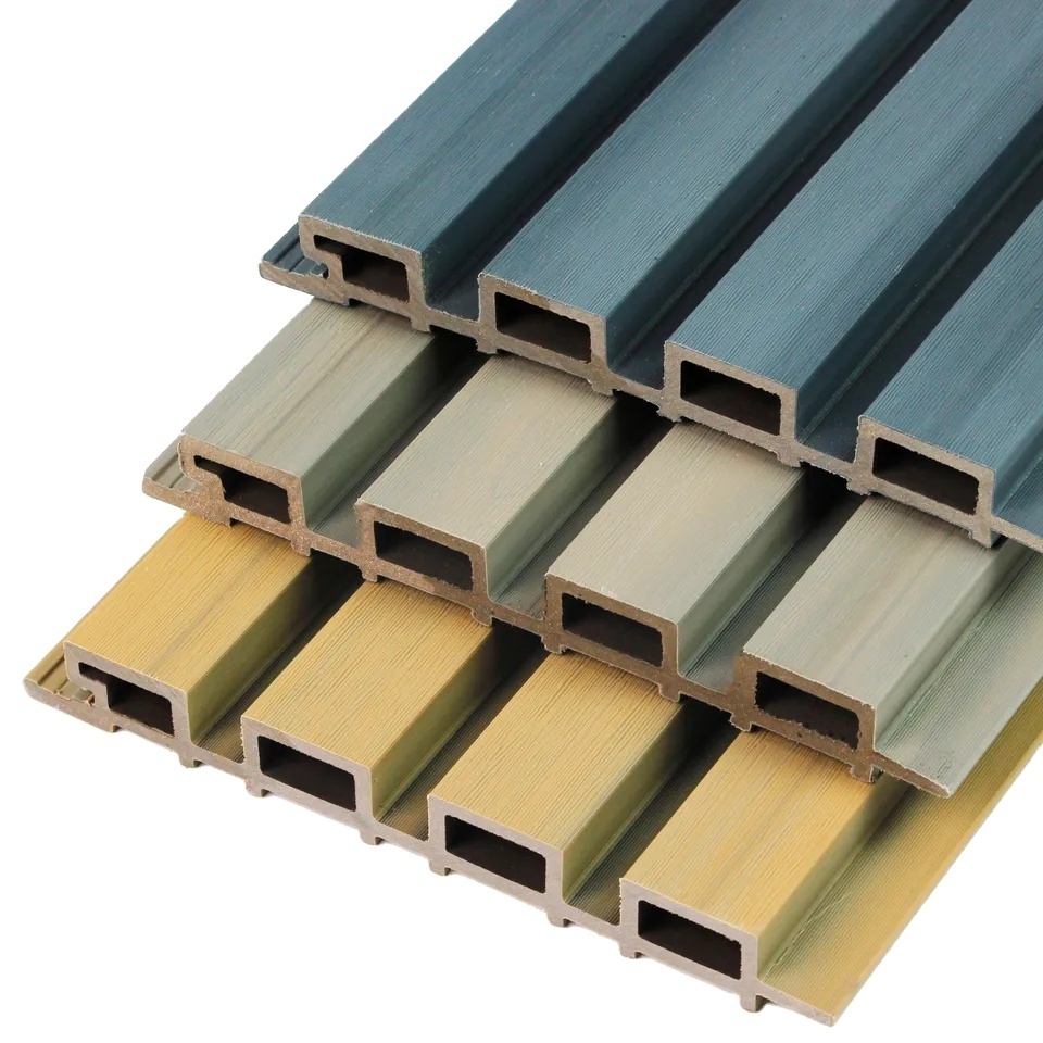 co-extrusion wood plastic composite pvc fluted panel outdoor slat fluted wpc wall panel