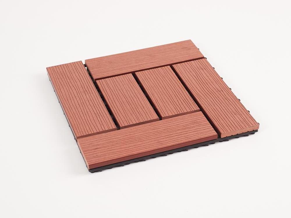 WPC floor tile teak wood composite waterproof interlocking flooring wood deck tile plastic base outdoor DIY floor tiles 12'*12'