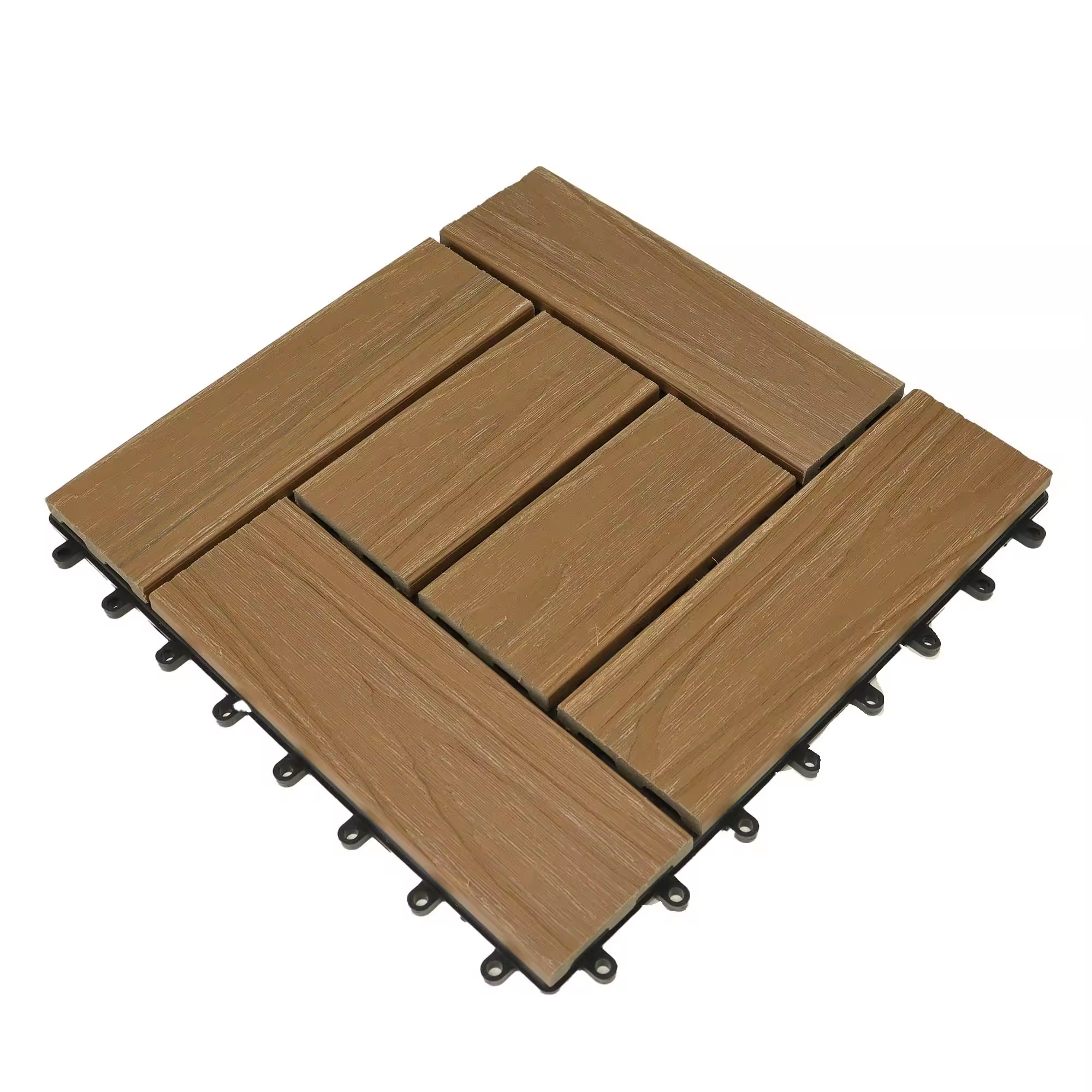 Traditional Design WPC Co-extrusion Vinyl Plank Flooring Click Lock DIY Interlocking Deck Tiles Garden Wood Deck Tiles Outdoor