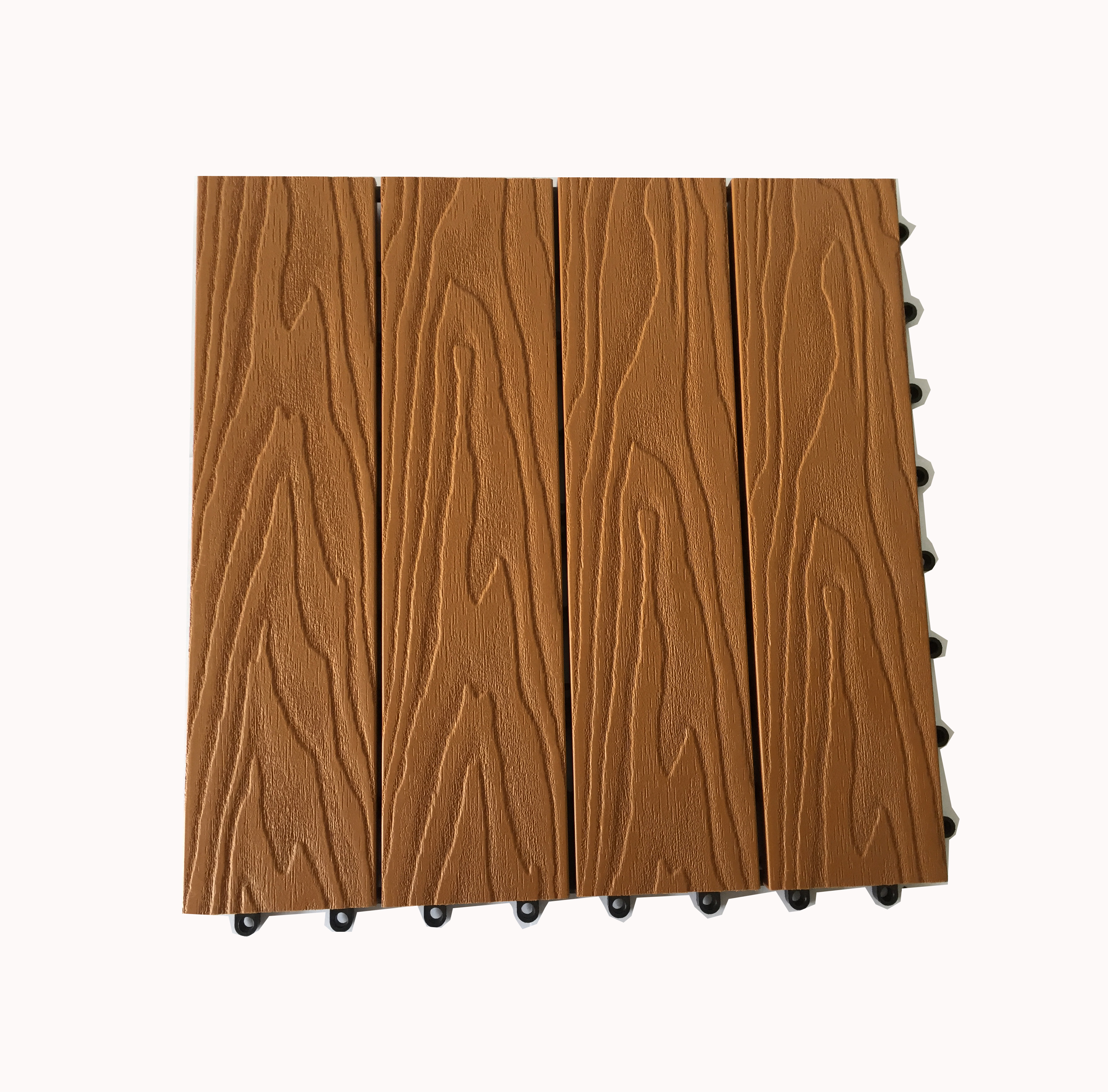 WPC flooring 3D embossed waterproof 12'x12' interlocking wood decking outdoor plastic wood composite tiles