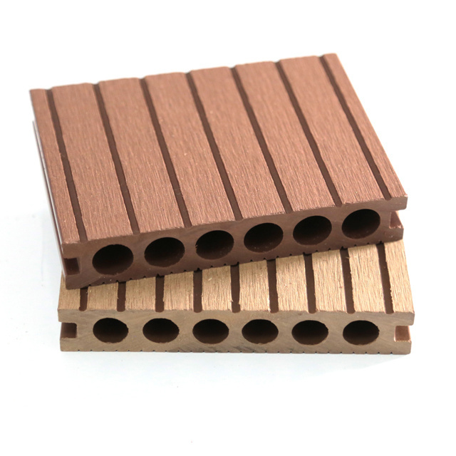 2024 Popular WPC Composite Decking Garden Swimming Pool Waterproof Outdoor Terrasse Tiles Smooth Finish Board Hole Floor