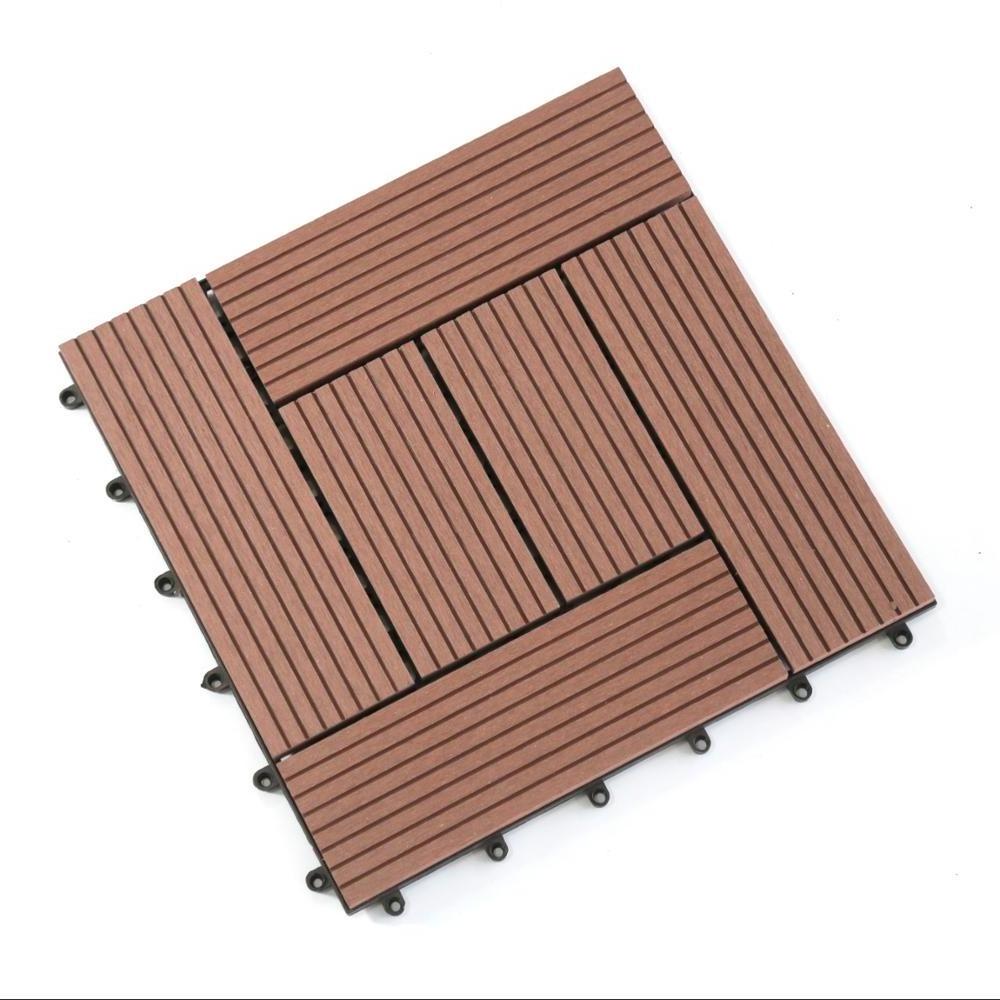 floor tiles wood WPC wood plastic crack resistant composite decking flooring tiles interlock DIY tile terrasse gazebo garden