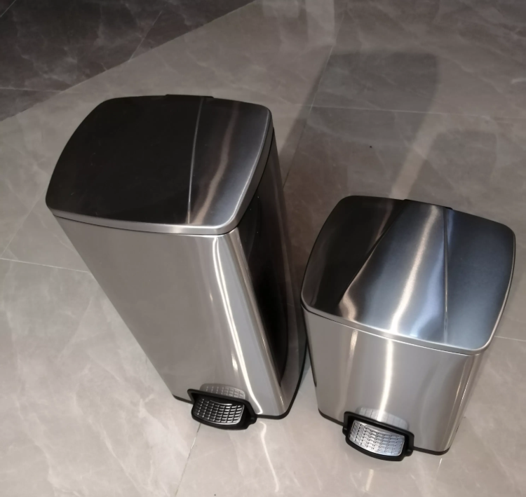 12L/15L/21L/30L Hotel Bathroom & Kitchen Foot Pedal Rubbish Can Dustbin Stainless Steel Recycle Waste Bin Garbage Can Trash Bin