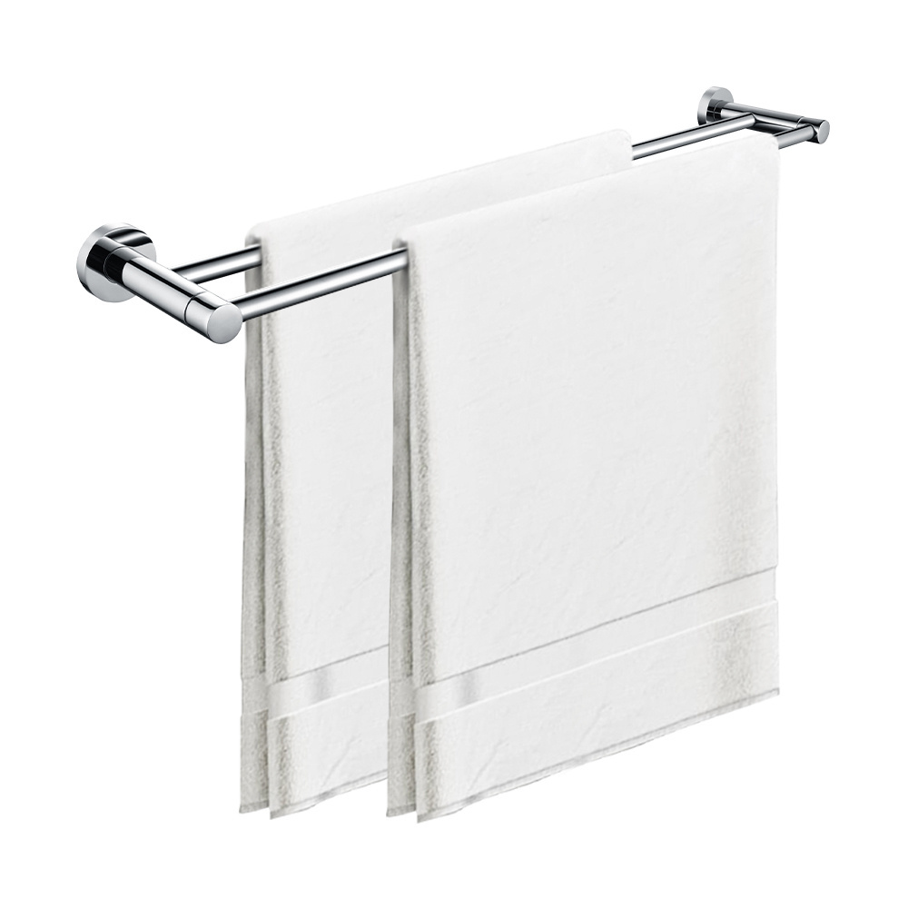 Wholesale Stainless Steel Wall Mounted Towel Rack Hangable Bathroom Double Rod Towel Rack