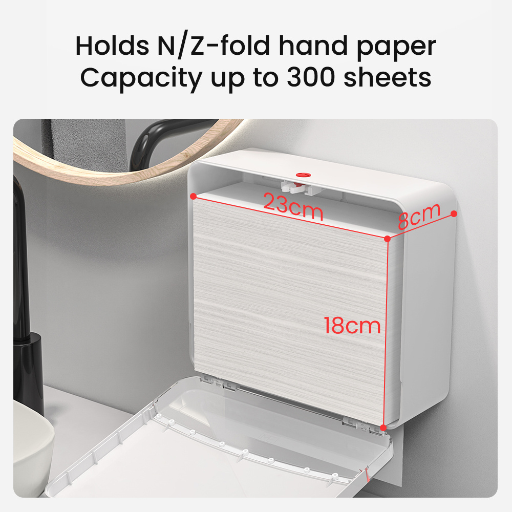 Multifold Paper Dispenser Wall Mount Black Folded Hand Towel Dispenser for Bathroom/Restroom 300 Towels Commercial Paper Holder