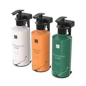 Hotel shampoo and soap dispensers stainless steel bracket with magnetic key lock customizable upon bottles