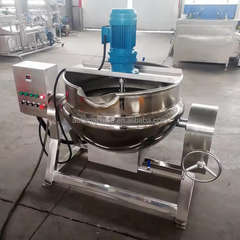 Strawberry Jam Cooking Jacketed Kettle For Jam Commercial Electric Mixing Cooking Equipment AOLS GROUP