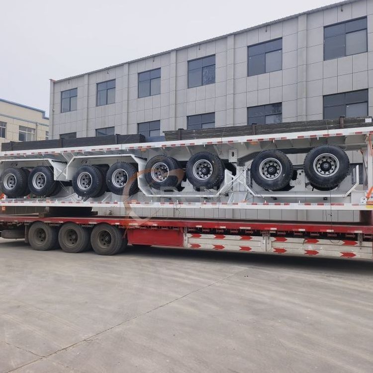 2 Axle 2Paltform Cheap Price Flatbed Semi Trailer On Sale For Long Pipes And Cargos