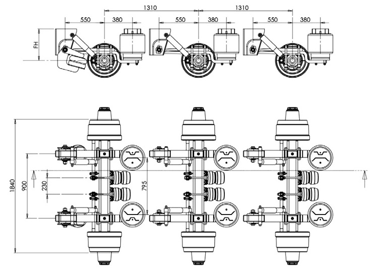 Professional Semi-trailer lift axle air suspension trailer parts suspension Low noise