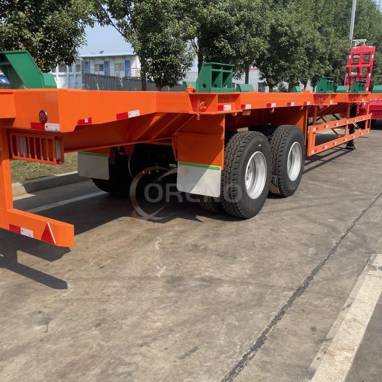 2 Axle 2Paltform Cheap Price Flatbed Semi Trailer On Sale For Long Pipes And Cargos