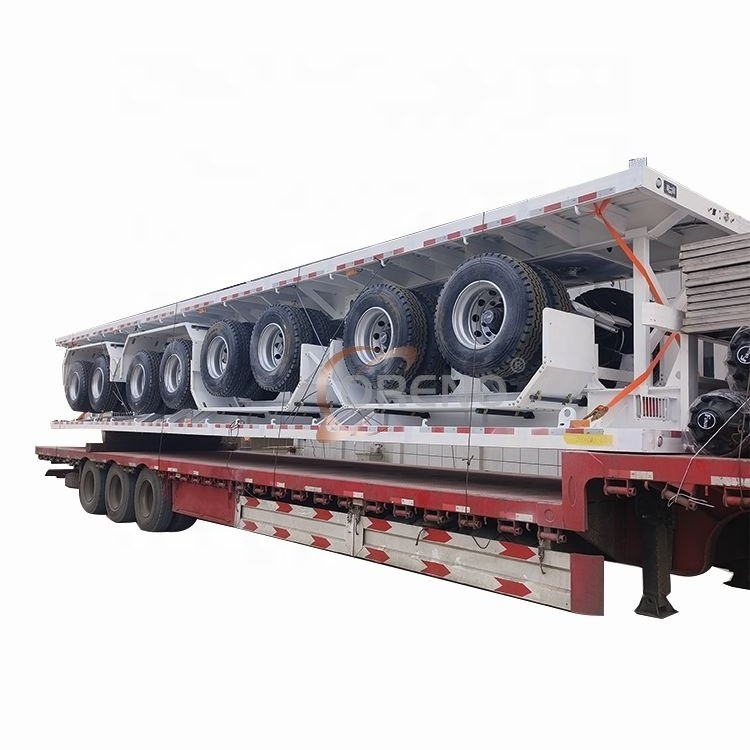 2 Axle 2Paltform Cheap Price Flatbed Semi Trailer On Sale For Long Pipes And Cargos