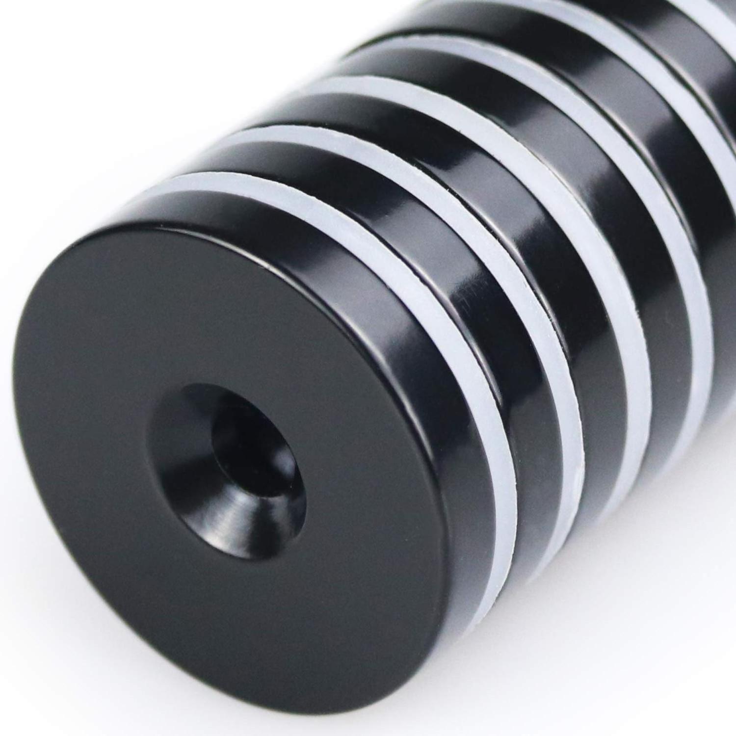 Rare Earth Black Epoxy Coated Round Neodymium Disc Countersunk Hole Magnets