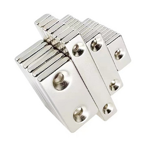 Customized Strong Bonded NdFeb Magnets Neodymium Channel Magnet N52 Block Rectangular Magnet with Countersunk Hole