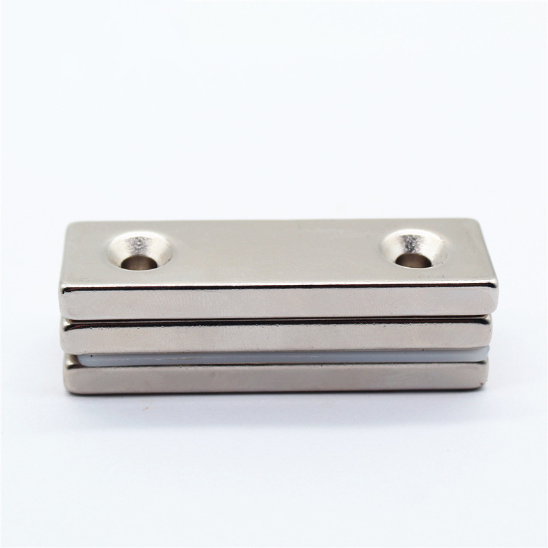 Customized Strong Bonded NdFeb Magnets Neodymium Channel Magnet N52 Block Rectangular Magnet with Countersunk Hole