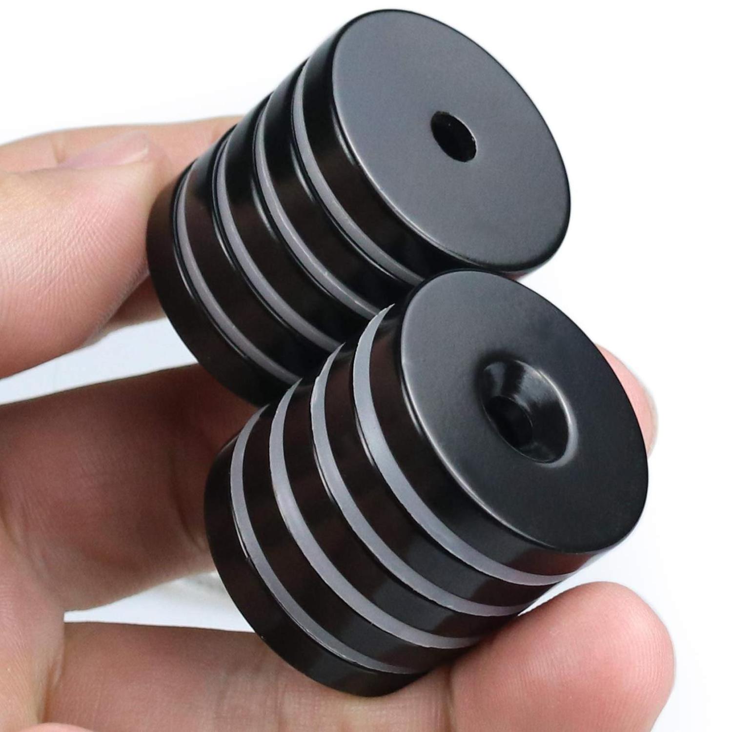 Rare Earth Black Epoxy Coated Round Neodymium Disc Countersunk Hole Magnets