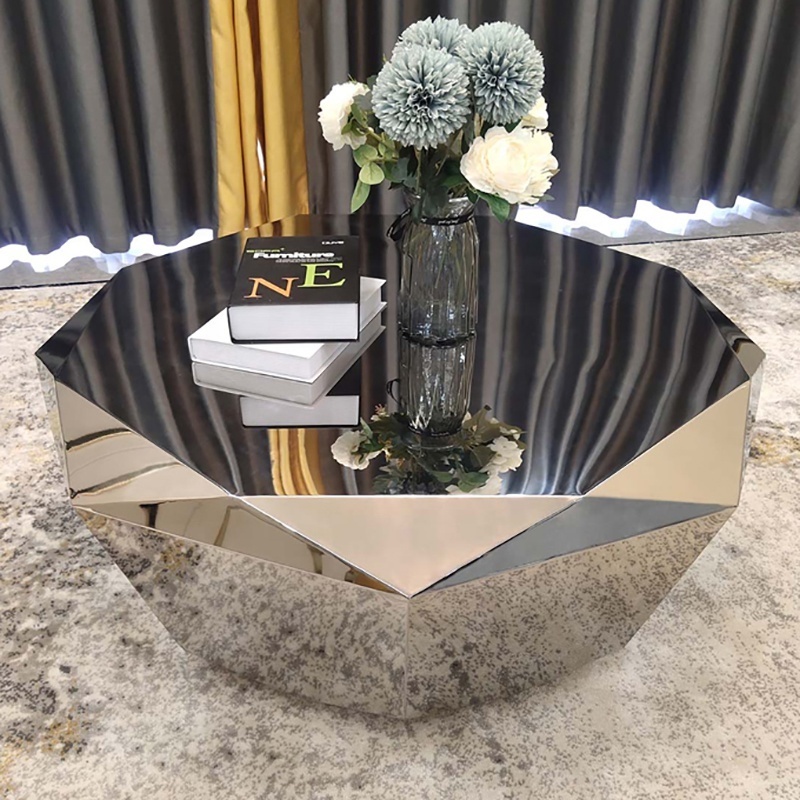 American Modern Style Tables Interior Design Silver Stainless Steel Coffee Table Decorative Irregular Shape Center Table