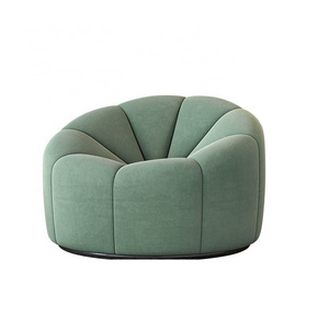 Round Velvet Single Sofa Bedroom Cozy Leisure Chair Relax Brushed Living Room Furniture