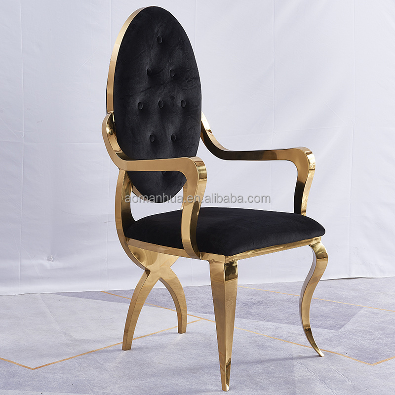 Luxury Exclusive Classic Style Dining Chairs Black Velvet Noon Tea Chairs Durable Metal Tufted Decorative Stuhl VIP Seating Room