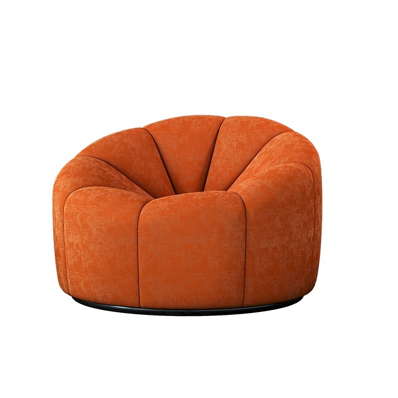 Round Velvet Single Sofa Bedroom Cozy Leisure Chair Relax Brushed Living Room Furniture