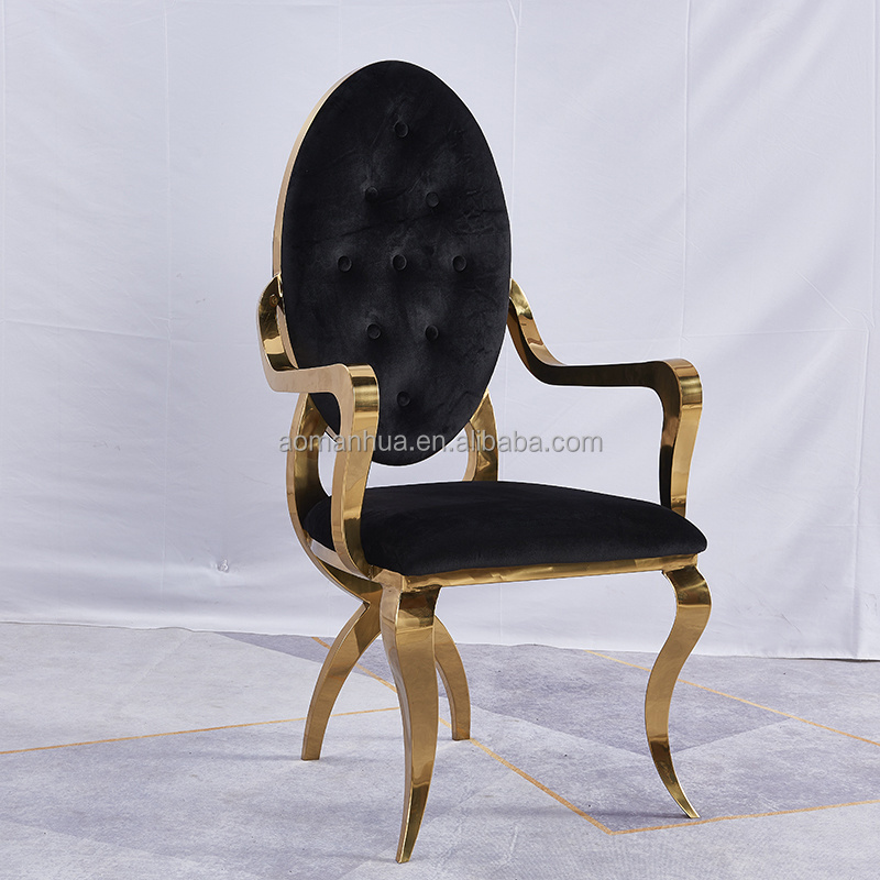 Luxury Exclusive Classic Style Dining Chairs Black Velvet Noon Tea Chairs Durable Metal Tufted Decorative Stuhl VIP Seating Room