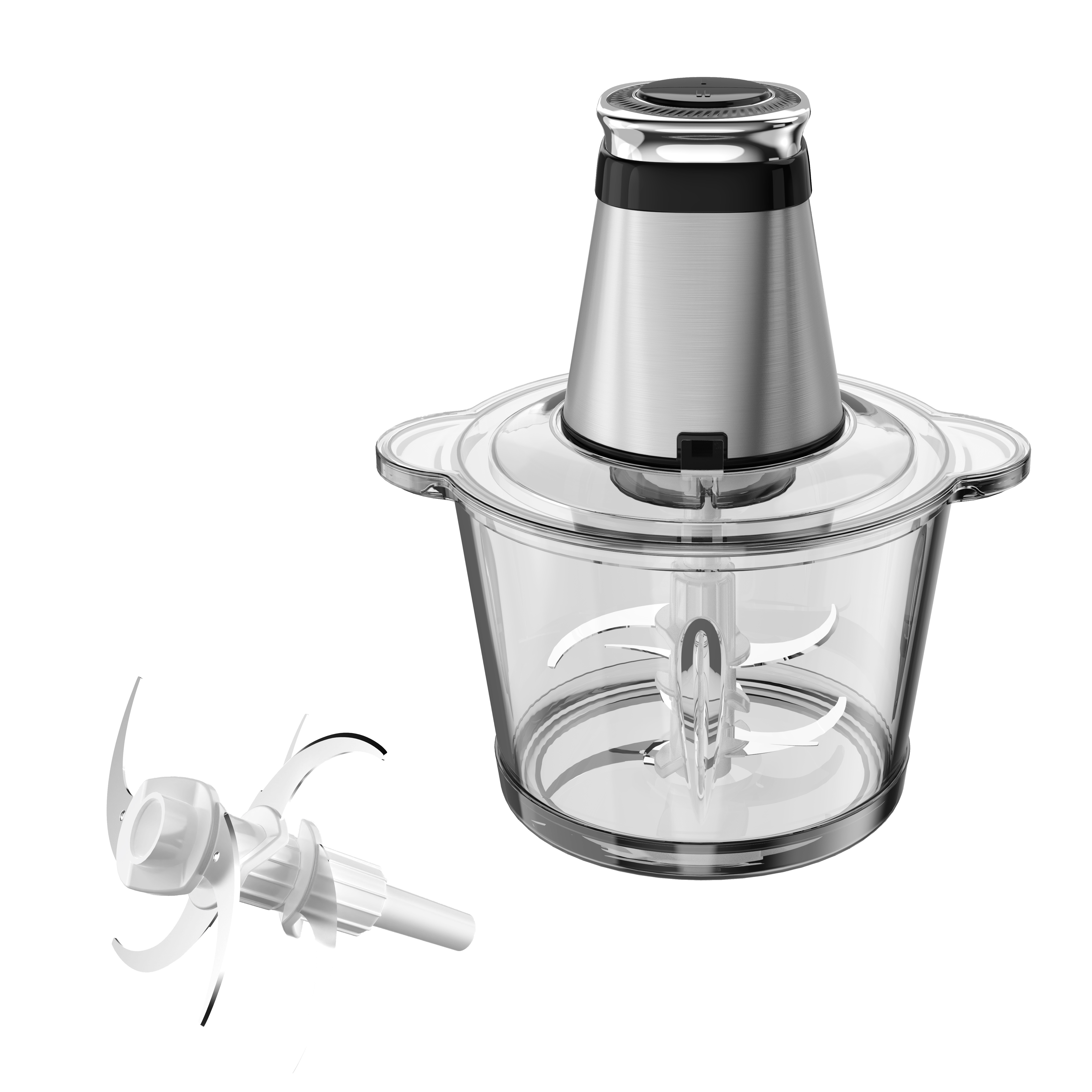 Electric Food Processor with 8 Cup Stainless Steel & Glass Bowls 2 Speed Modes Electric Food Chopper