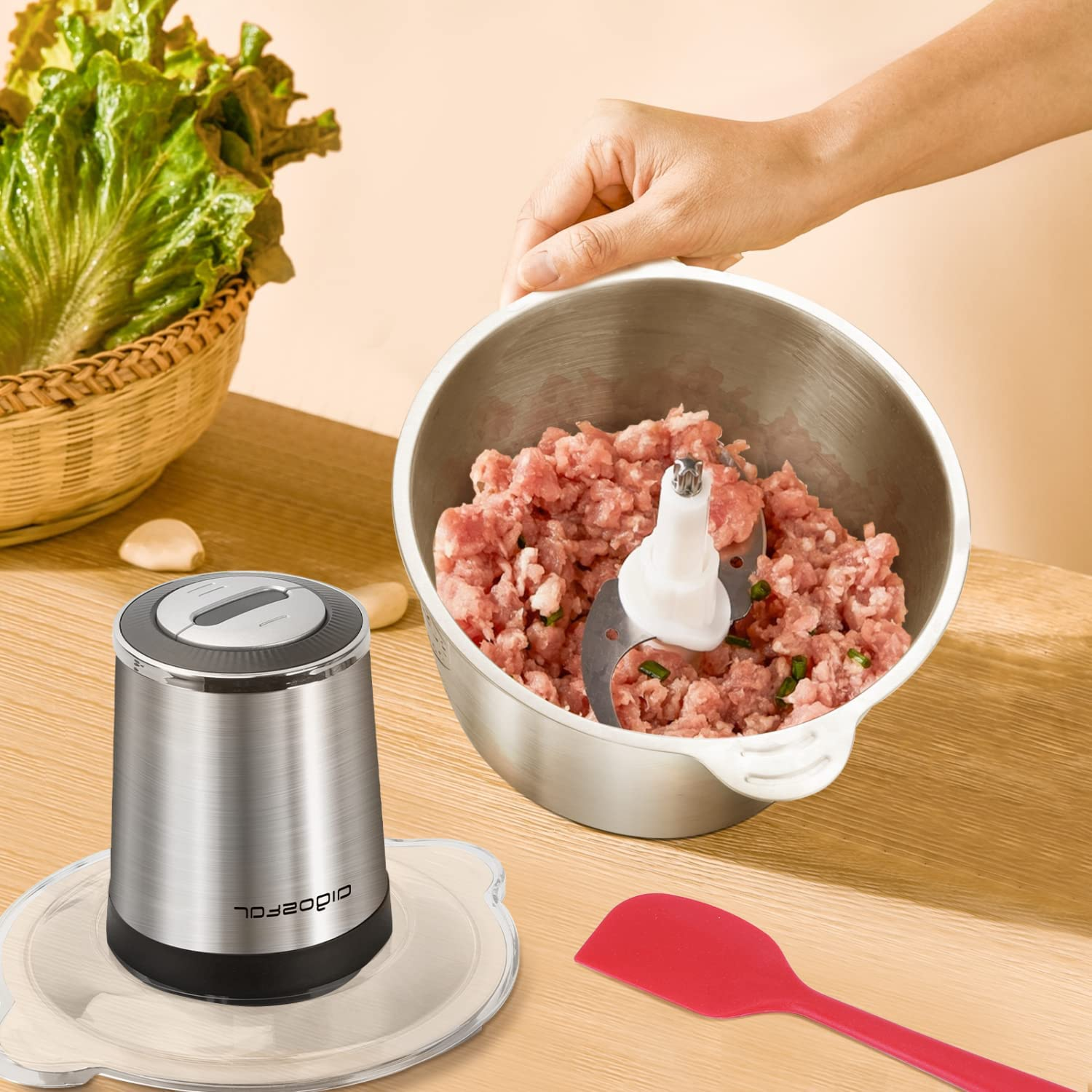 Professional meat mincing tool High-capacity food grinder Electric mincing appliance Meat grinding with attachments