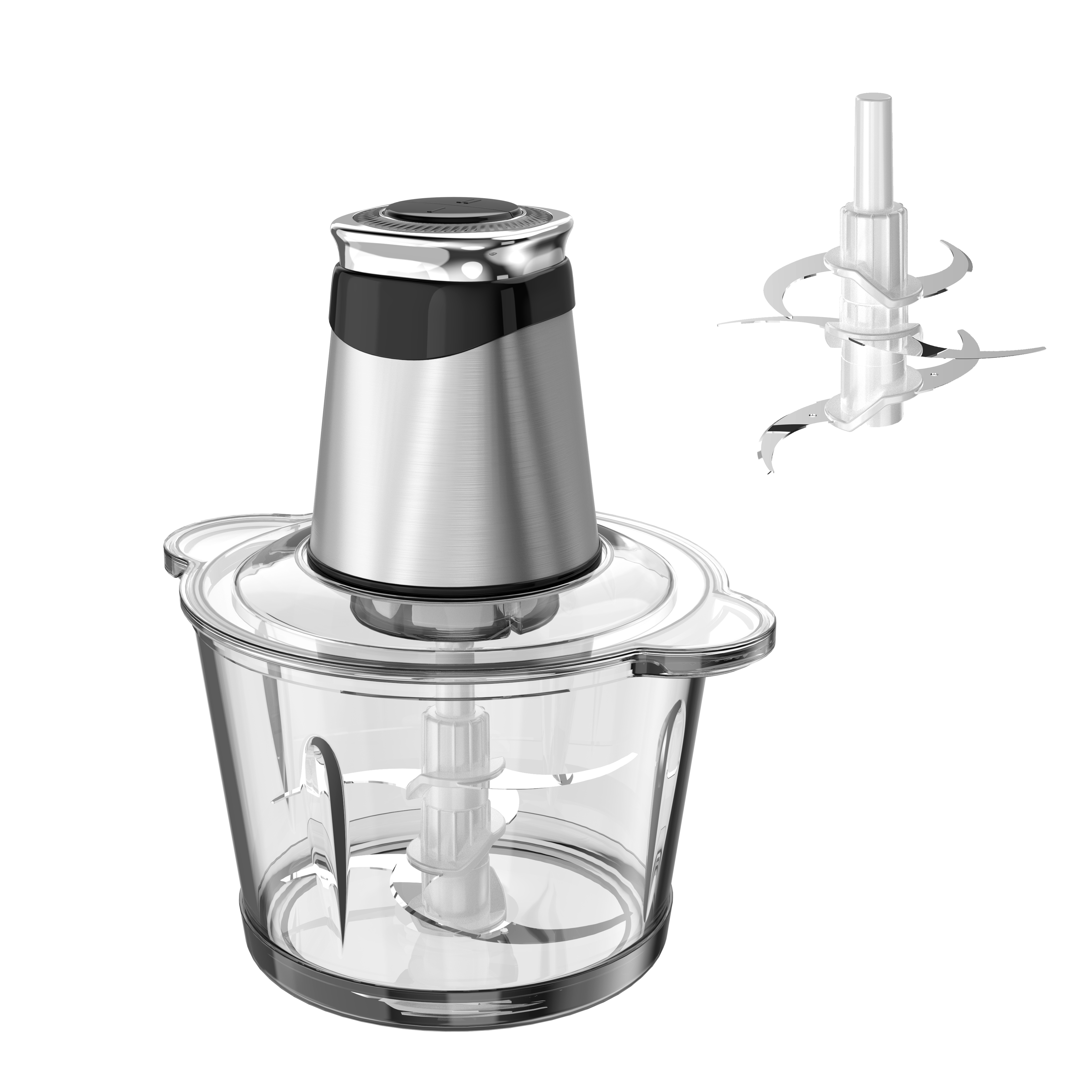 Electric Food Processor with 8 Cup Stainless Steel & Glass Bowls 2 Speed Modes Electric Food Chopper