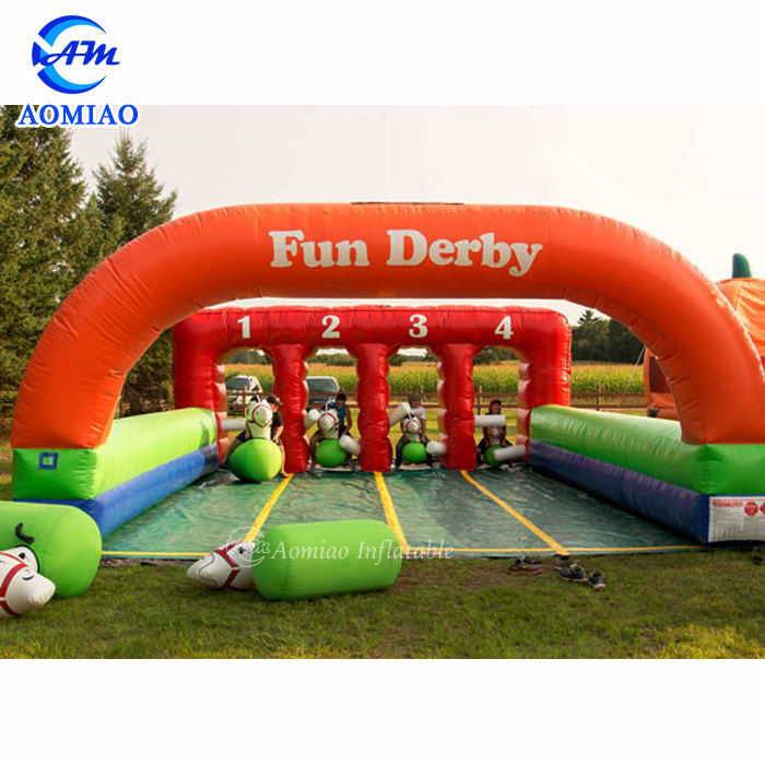 4 Lane Inflatable Derby Race Pony Hops Track For Kids Or Adults